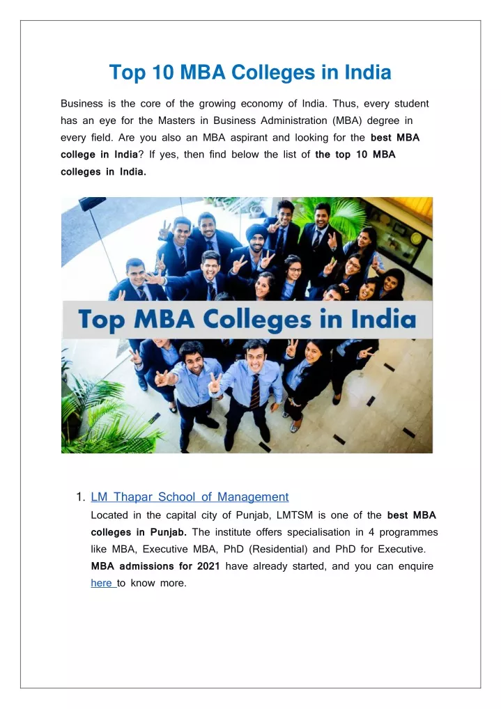 top 10 mba colleges in india