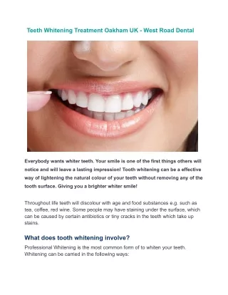 Teeth Whitening Treatment Oakham UK - West Road Dental