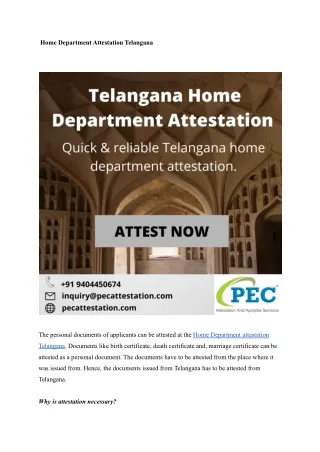 home department attestation Telangana