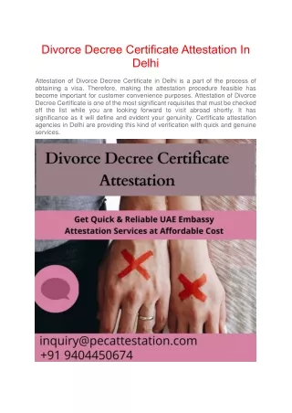 Divorce Decree Certificate Attestation In Delhi pdf