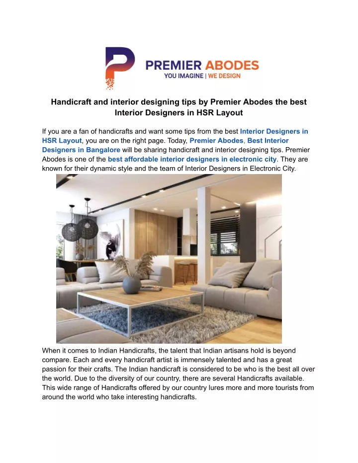 handicraft and interior designing tips by premier