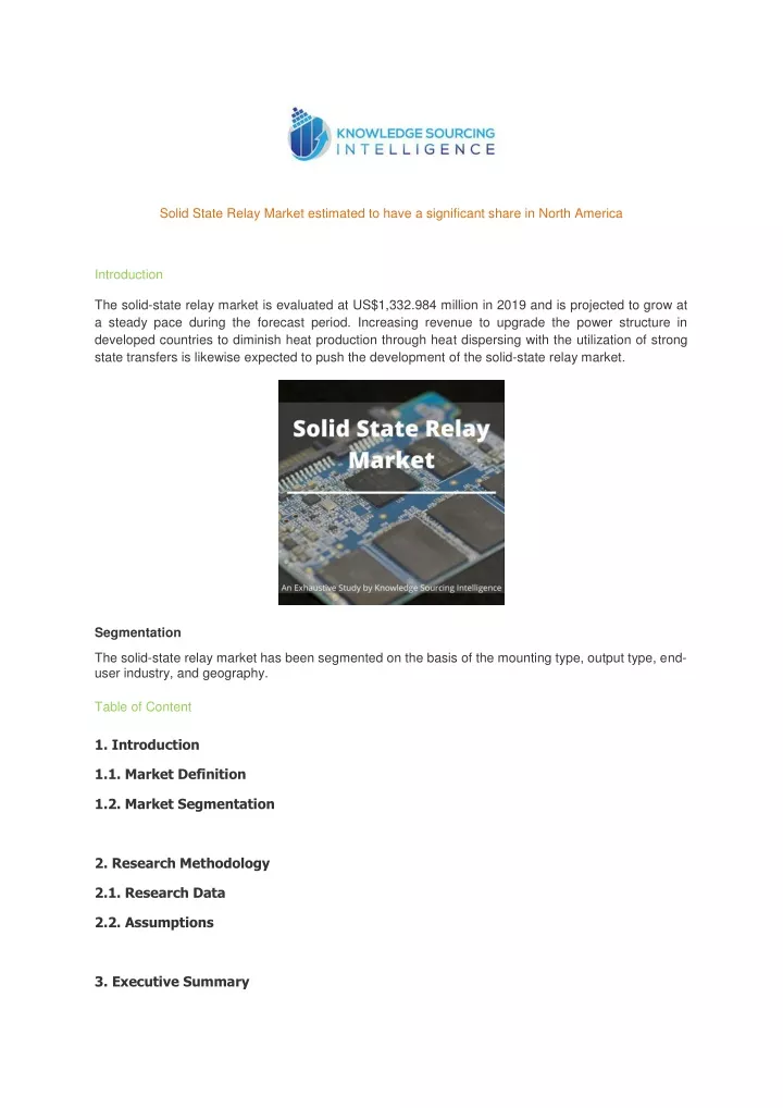 solid state relay market estimated to have