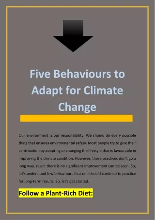 five behaviours to adapt for climate change