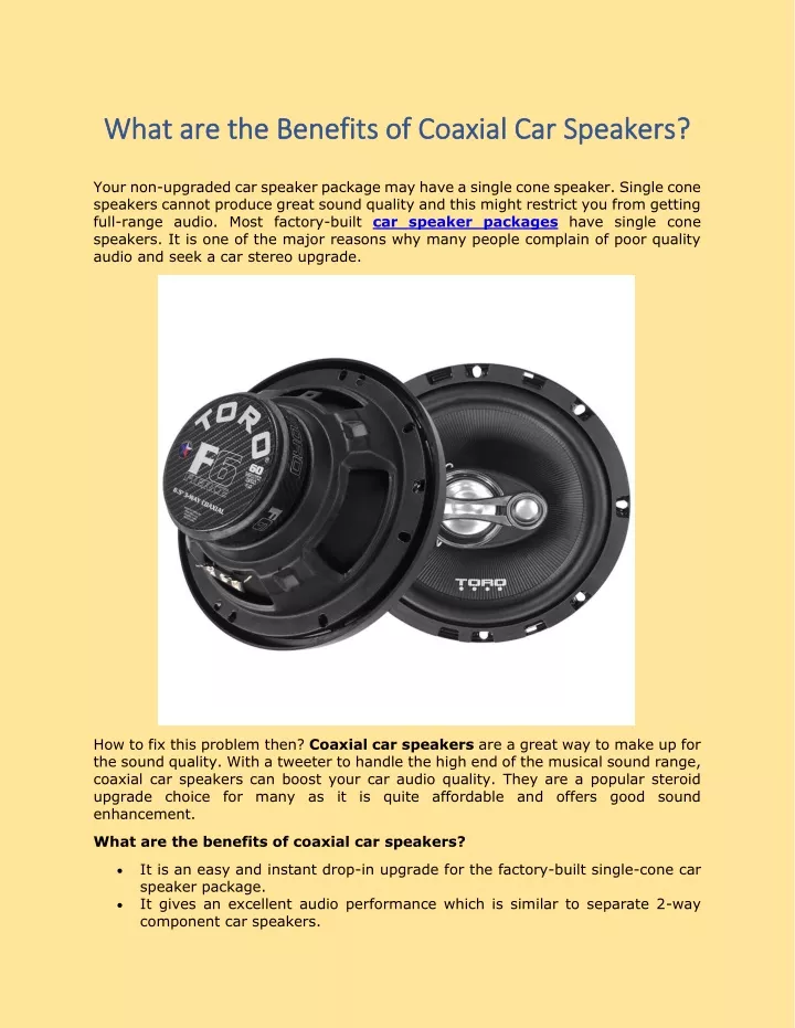 what are the benefits of coaxial car speakers