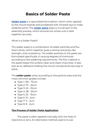 basics of solder paste