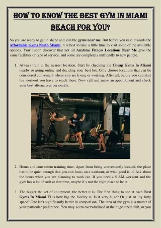 how to know the best gym in miami how to know