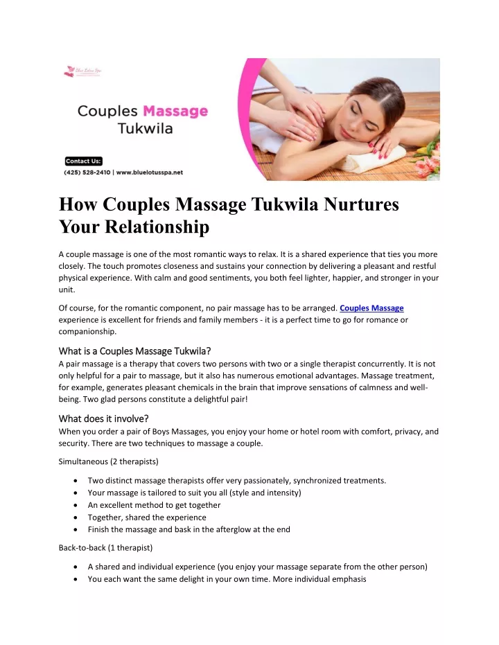 how couples massage tukwila nurtures your