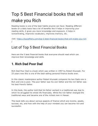 5 financial books that will make you rich