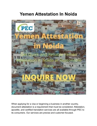 Yemen Attestation In Noida