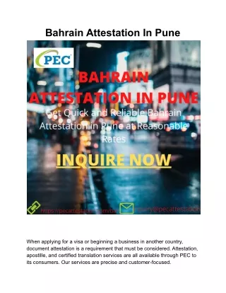 Bahrain Attestation In Pune