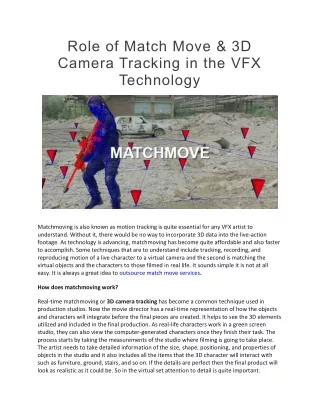 Role of Match Move And 3D Camera Tracking in the VFX Technology