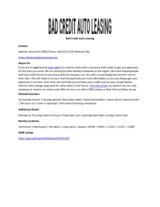 bad credit auto leasing