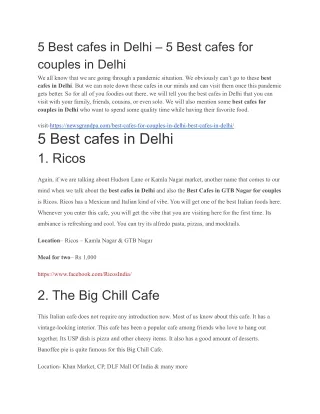 top 5 cafes in delhi