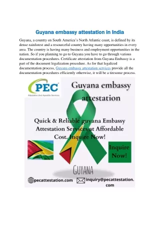 Guyana embassy attestation in India