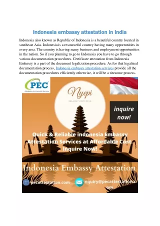 Indonesia embassy attestation in India