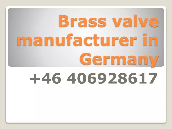 brass valve manufacturer in germany