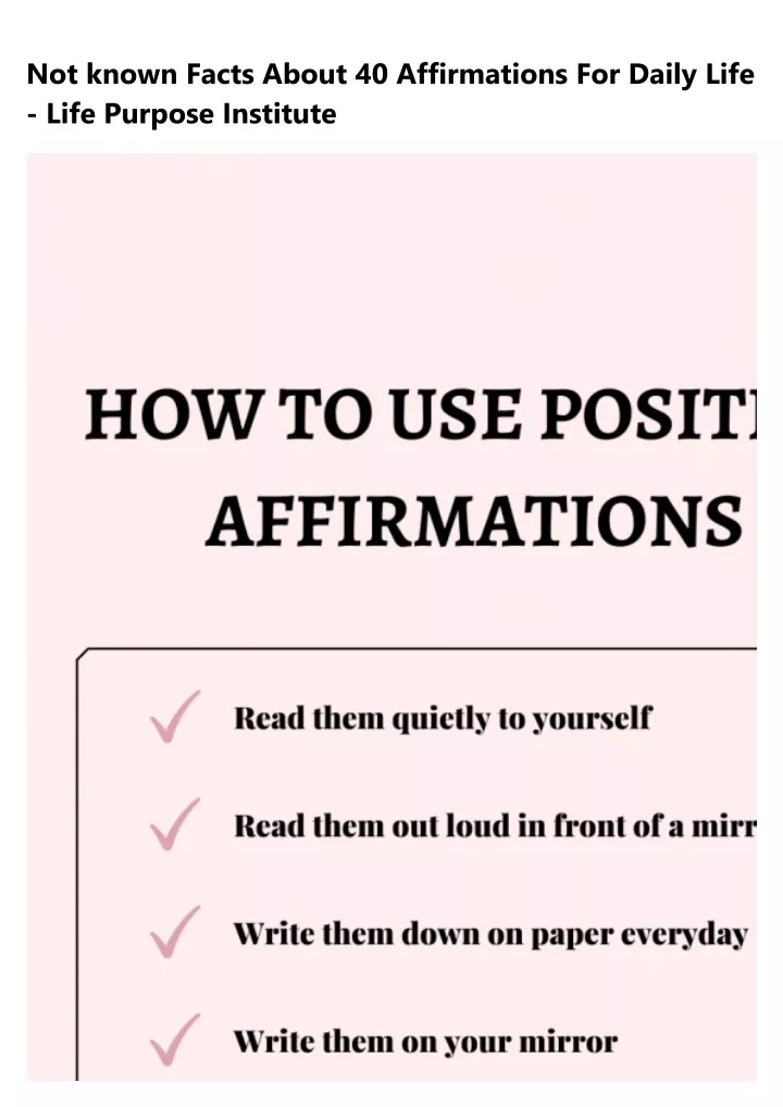 not known facts about 40 affirmations for daily