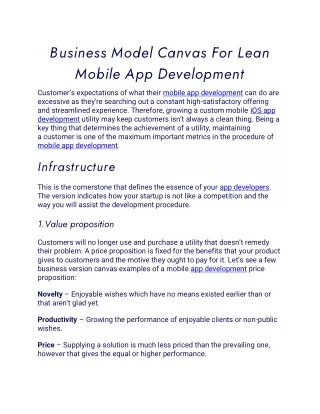 business model canvas for lean mobile
