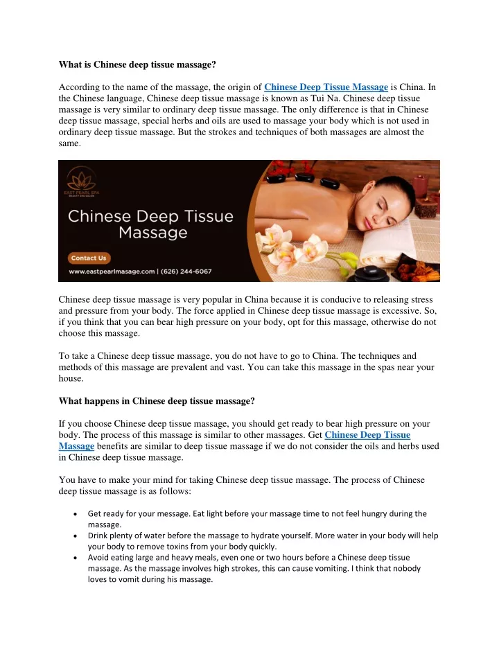 what is chinese deep tissue massage