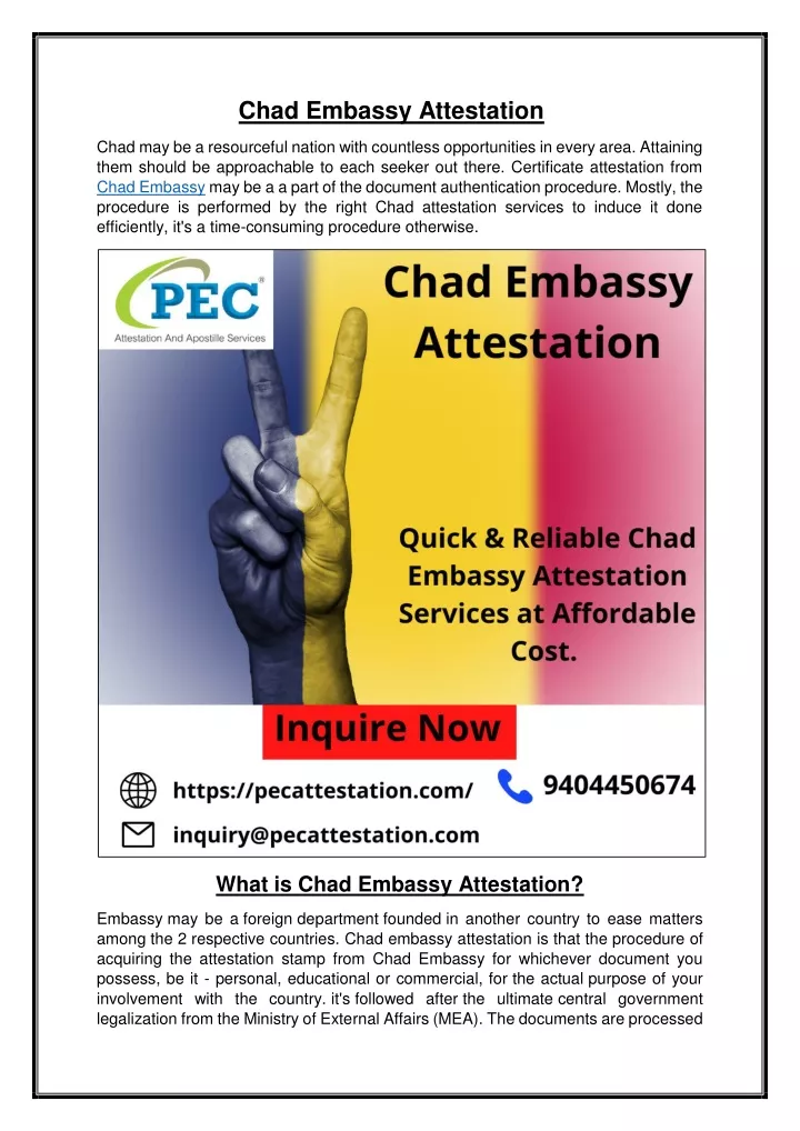 chad embassy attestation