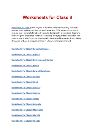 worksheets for class 8