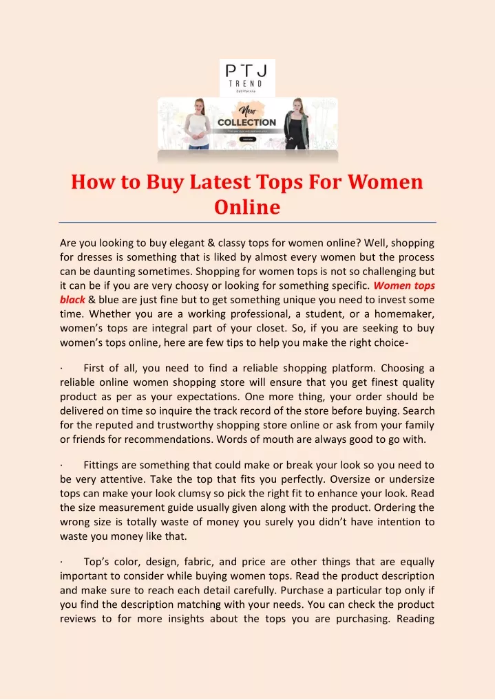 how to buy latest tops for women online