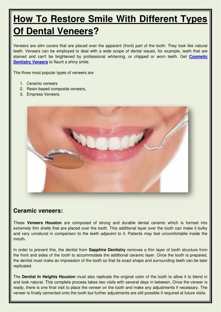 how to restore smile with different types