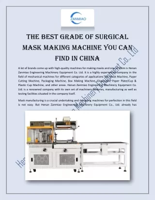 The Best Grade of Surgical Mask Making Machine You can find in China