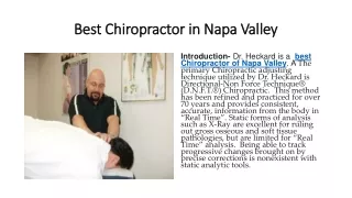 Best Chiropractor in Napa Valley