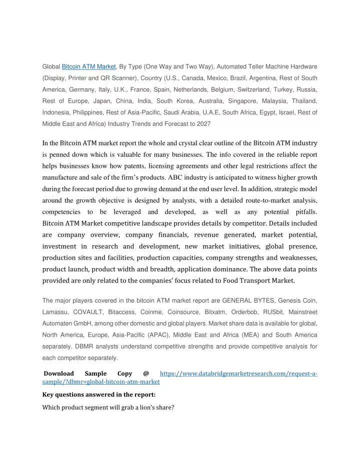 global bitcoin atm market by type