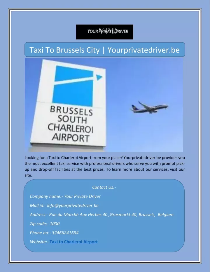 taxi to brussels city yourprivatedriver be