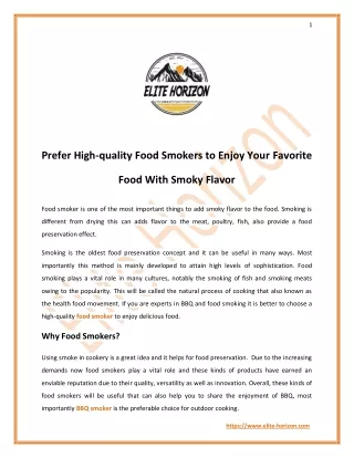 Prefer High-quality Food Smokers to Enjoy Your Favorite Food With Smoky Flavor