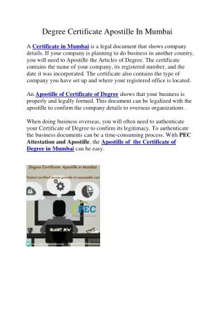 Degree Certificate Apostille In Mumbai