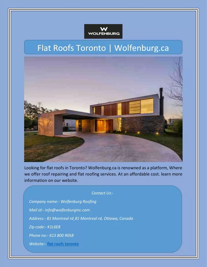 flat roofs toronto wolfenburg ca