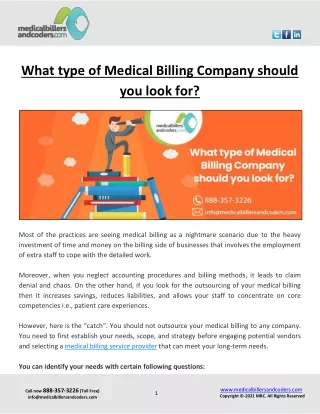 what type of medical billing company should