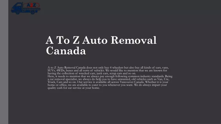 a to z auto removal canada