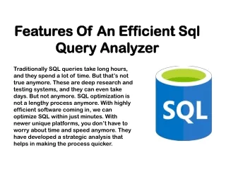 Features Of An Efficient Sql Query Analyzer
