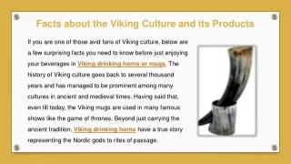 Facts about the Viking Culture and its Products