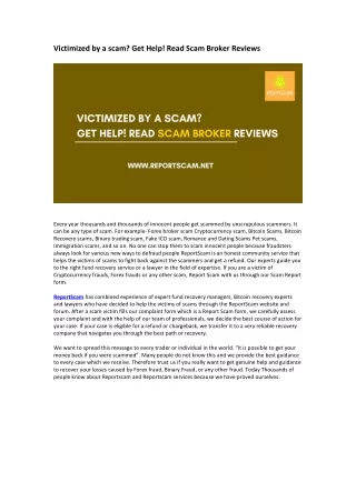 Victimized by a scam Get Help! Read Scam Broker Reviews