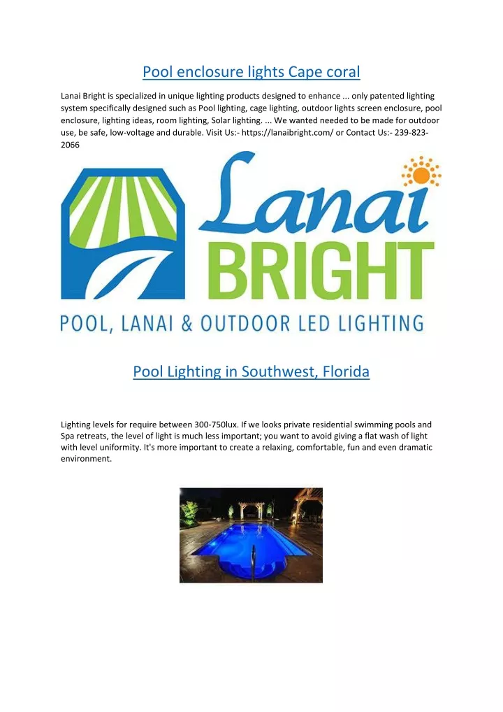 pool enclosure lights cape coral