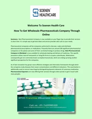 How To Get Wholesale Pharmaceuticals Company Through Online