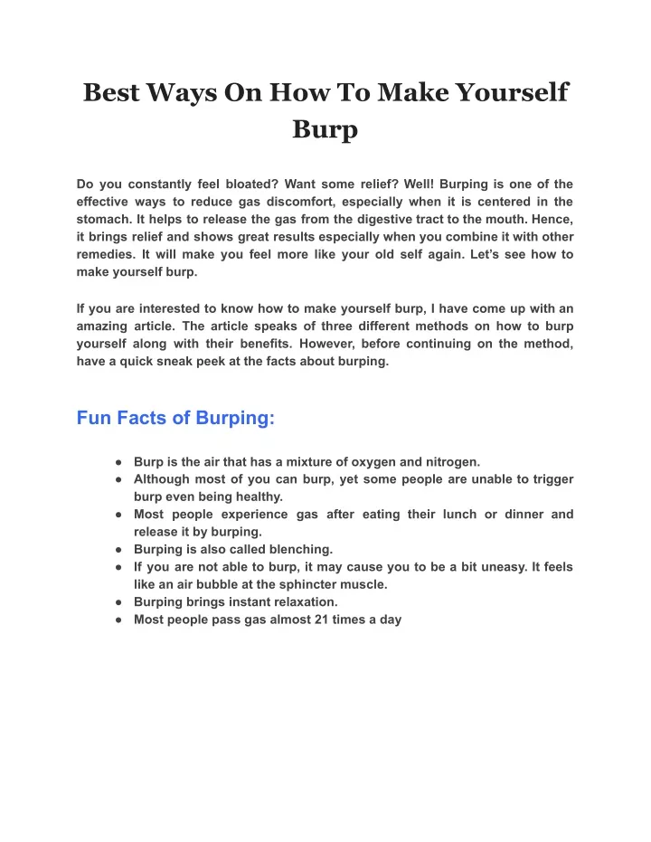 best ways on how to make yourself burp