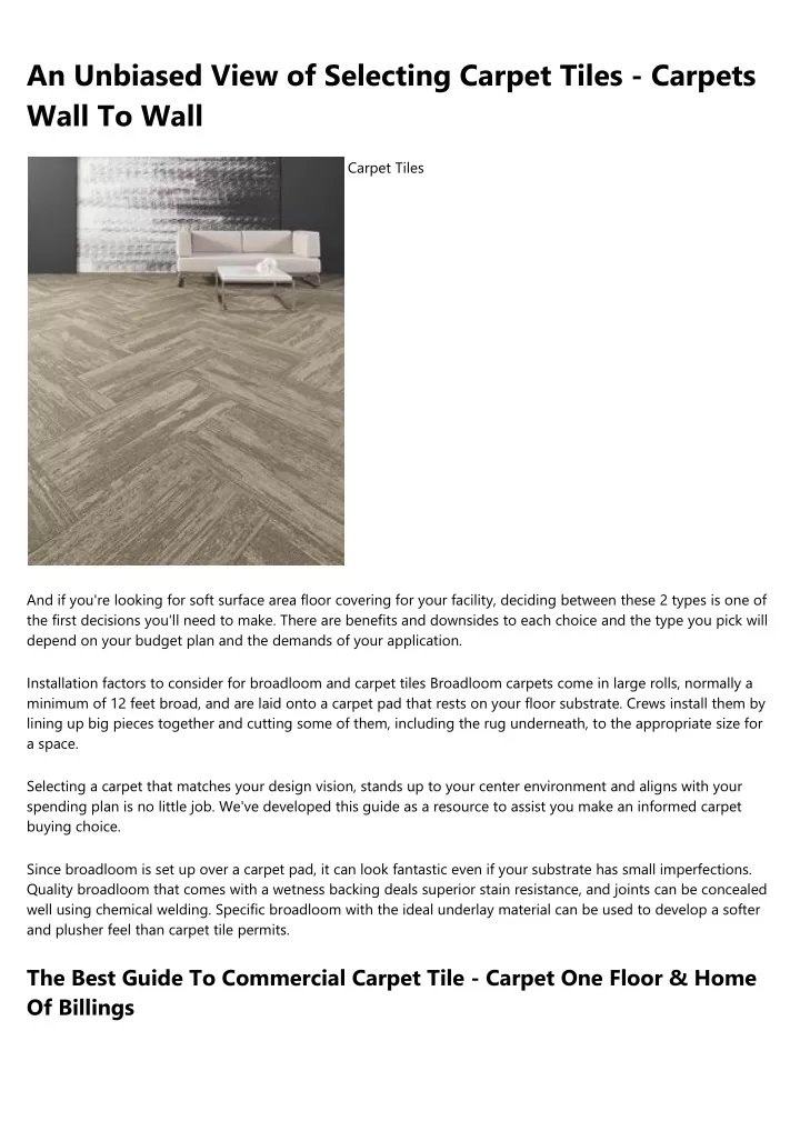 an unbiased view of selecting carpet tiles