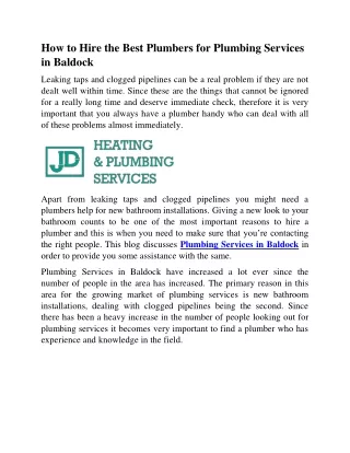 How to Hire the Best Plumbers for Plumbing Services