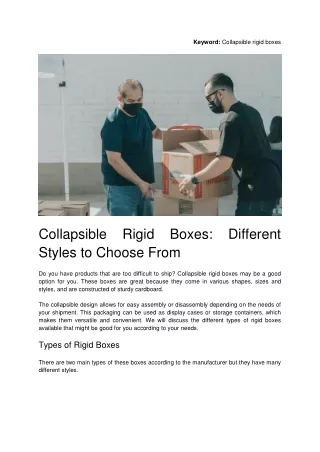 Collapsible Rigid Boxes Different Styles to Choose From