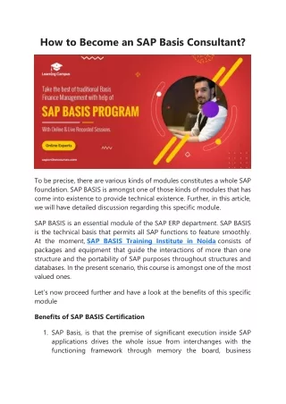 How to Become an SAP Basis Consultant?