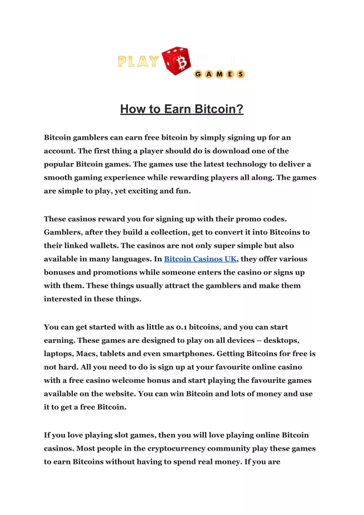 how to earn bitcoin