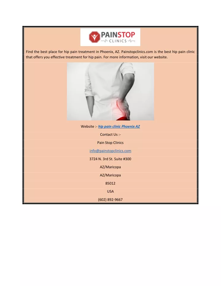 find the best place for hip pain treatment