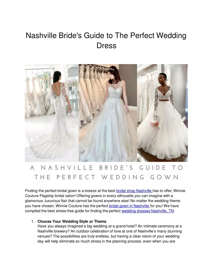 nashville bride s guide to the perfect wedding dress