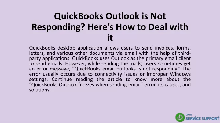 quickbooks outlook is not responding here s how to deal with it